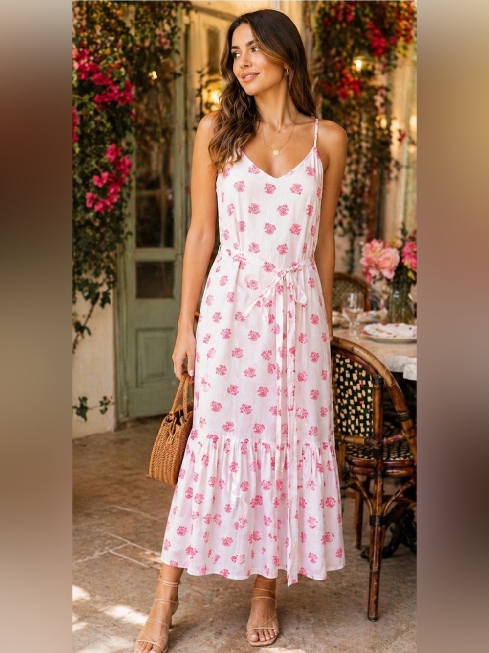 Floral Cotton Midi Dress Size Small